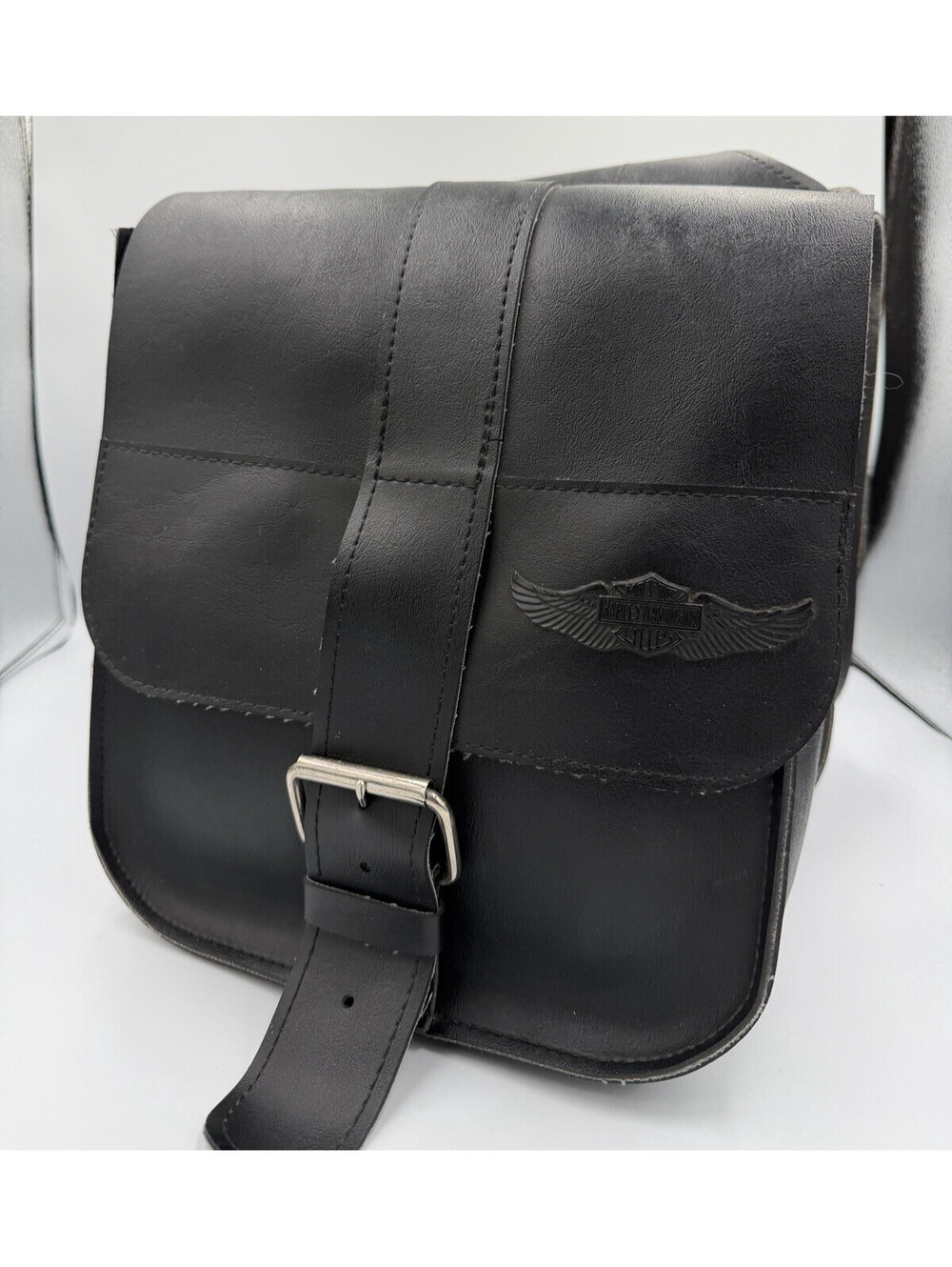 Harley-Davidson Motorcycle Leather Saddlebags Throw Over Pair Black Adjustable